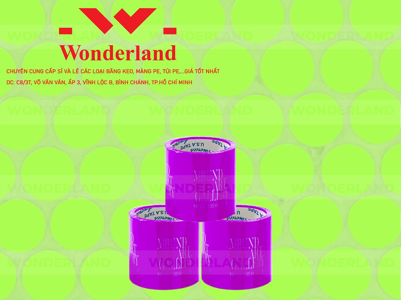 BĂNG KEO IN CHỮ SIZE 71MM WONDERLAND GIÁ TỐT
