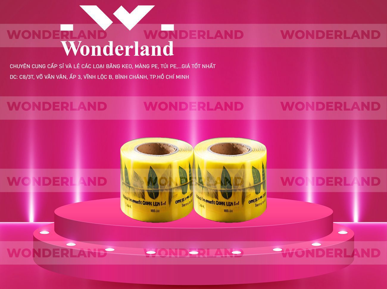 BĂNG KEO IN CHỮ SIZE 72MM WONDERLAND CHẤT LƯỢNG