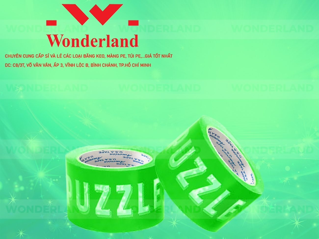 BĂNG KEO IN CHỮ SIZE 72MM WONDERLAND CHẤT LƯỢNG TỐT NHẤT