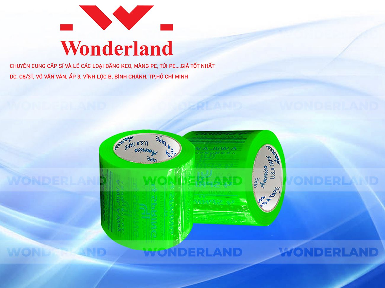 BĂNG KEO IN CHỮ SIZE 72MM WONDERLAND CHẤT LƯỢNG
