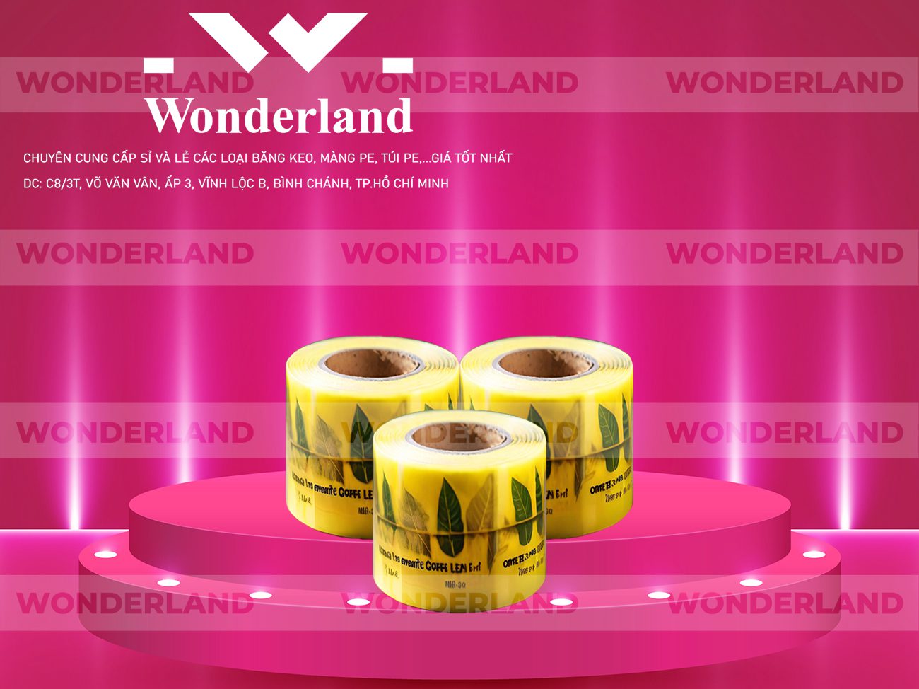 BĂNG KEO IN CHỮ SIZE 72MM WONDERLAND GIÁ RẺ NHẤT