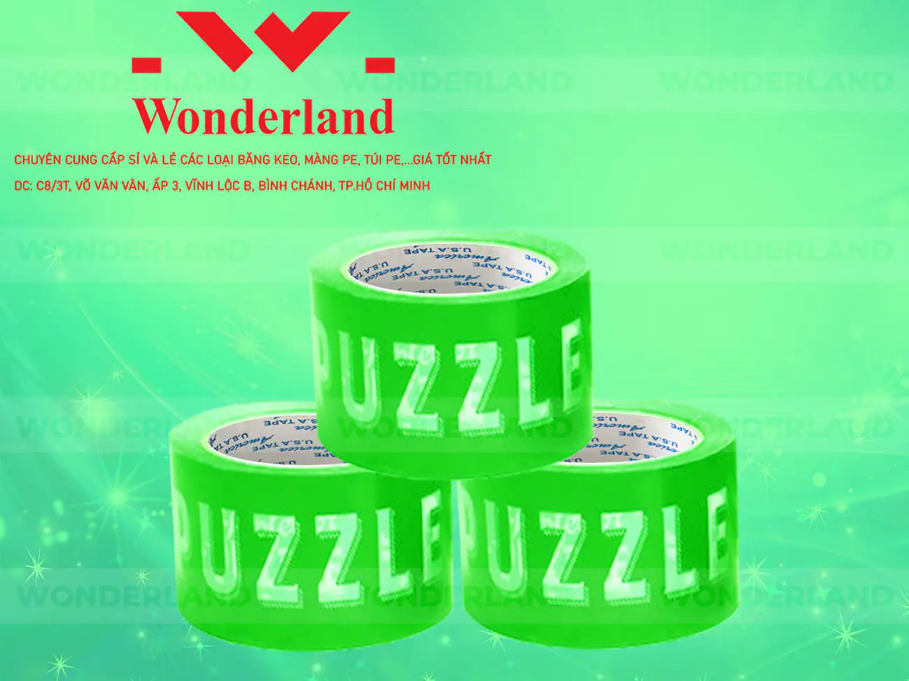 BĂNG KEO IN CHỮ SIZE 72MM WONDERLAND GIÁ TỐT