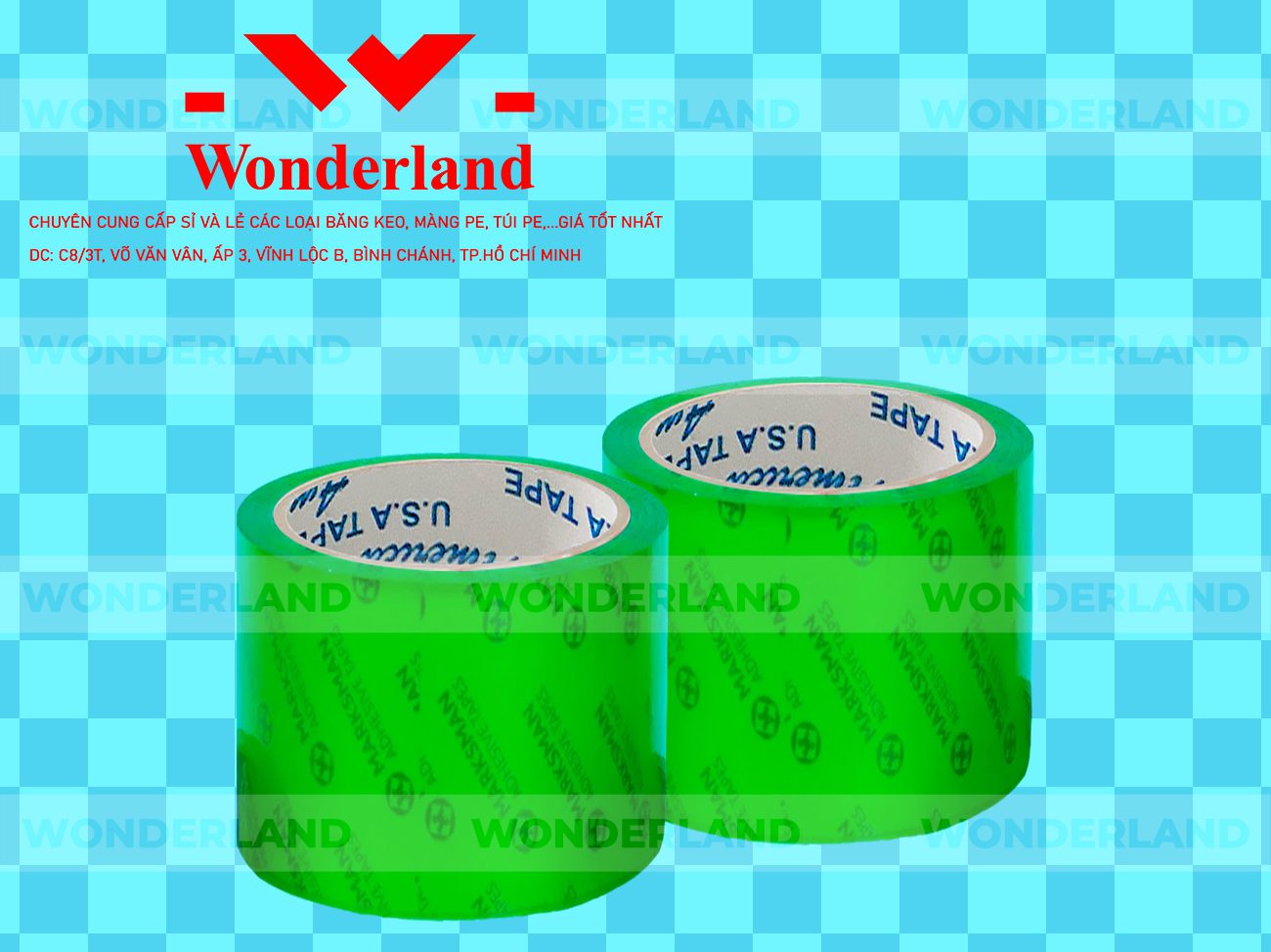 BĂNG KEO IN CHỮ SIZE 73MM WONDERLAND CHẤT LƯỢNG