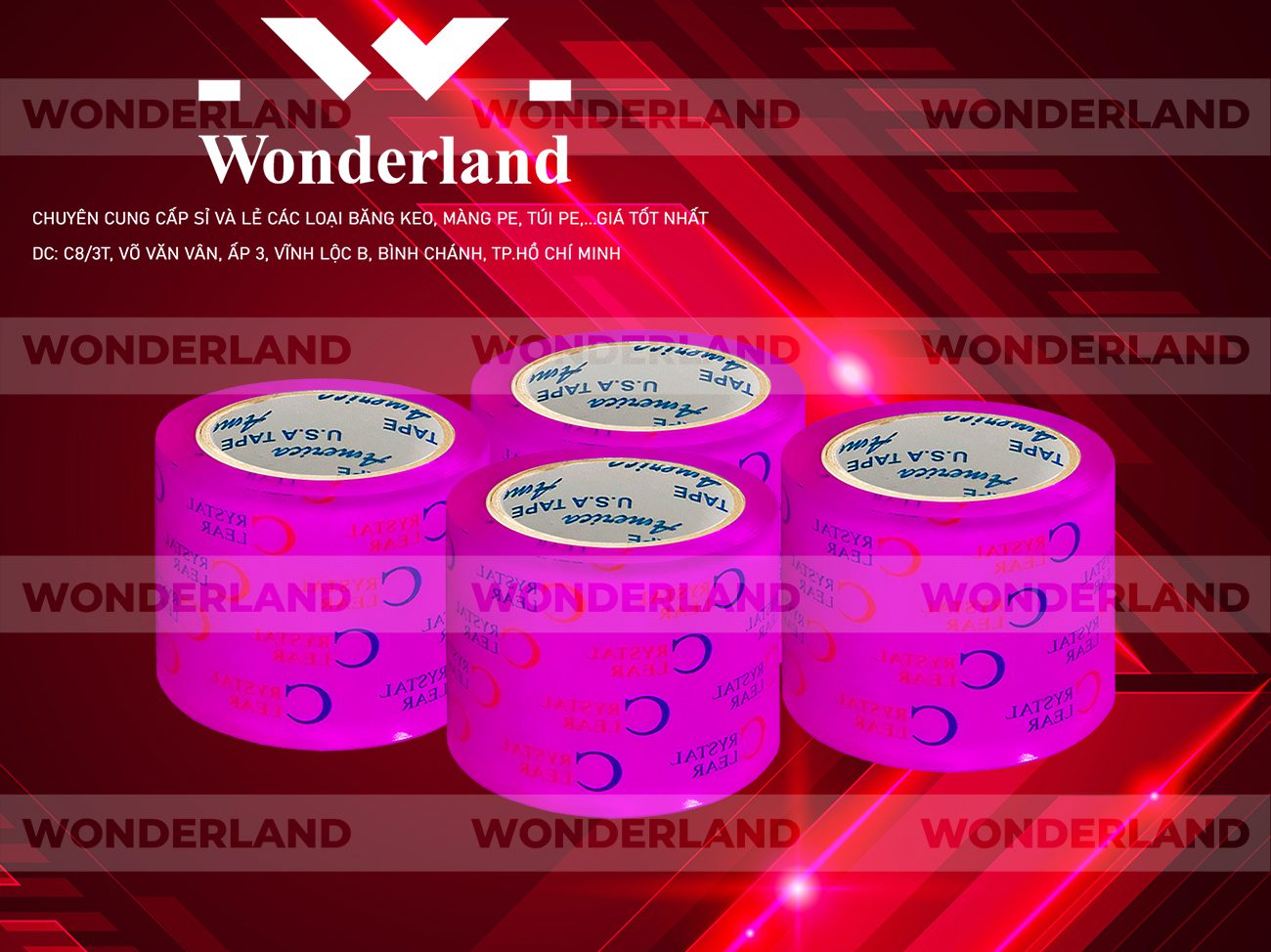 BĂNG KEO IN CHỮ SIZE 73MM WONDERLAND GIÁ RẺ NHẤT