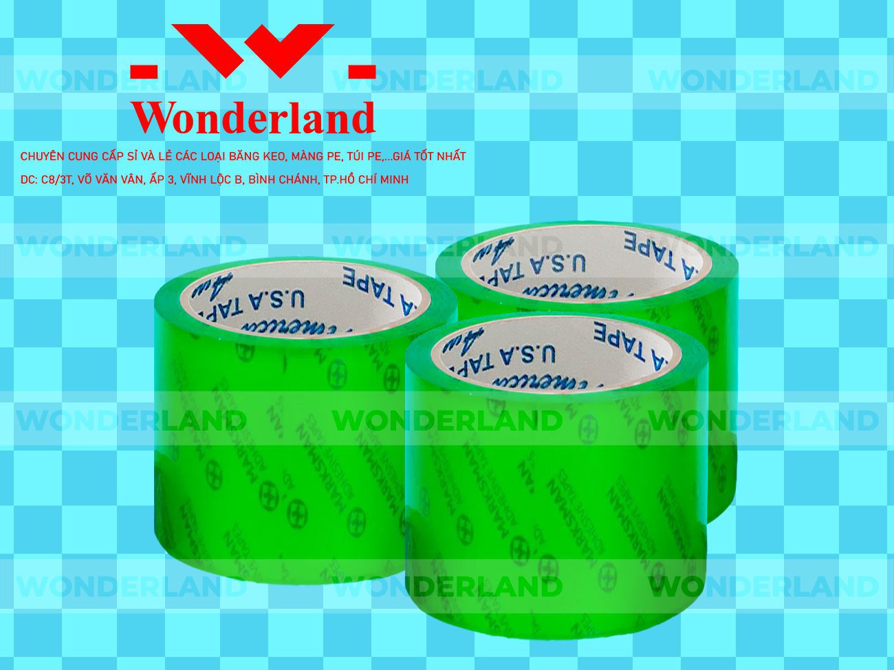 BĂNG KEO IN CHỮ SIZE 73MM WONDERLAND GIÁ SỈ TỐT NHẤT