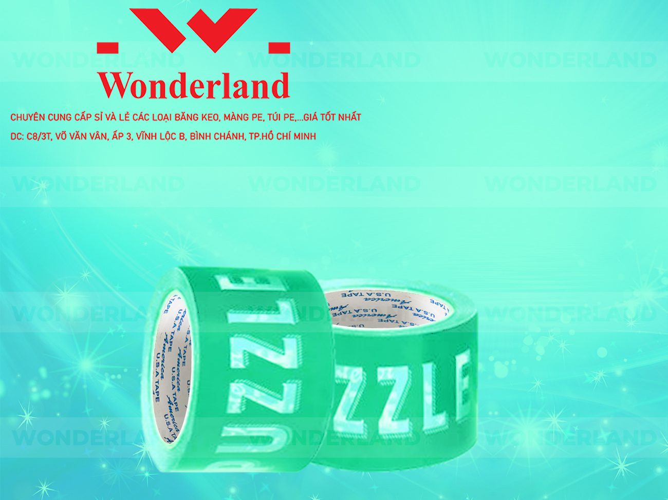 BĂNG KEO IN CHỮ SIZE 74MM WONDERLAND CHẤT LƯỢNG TỐT NHẤT