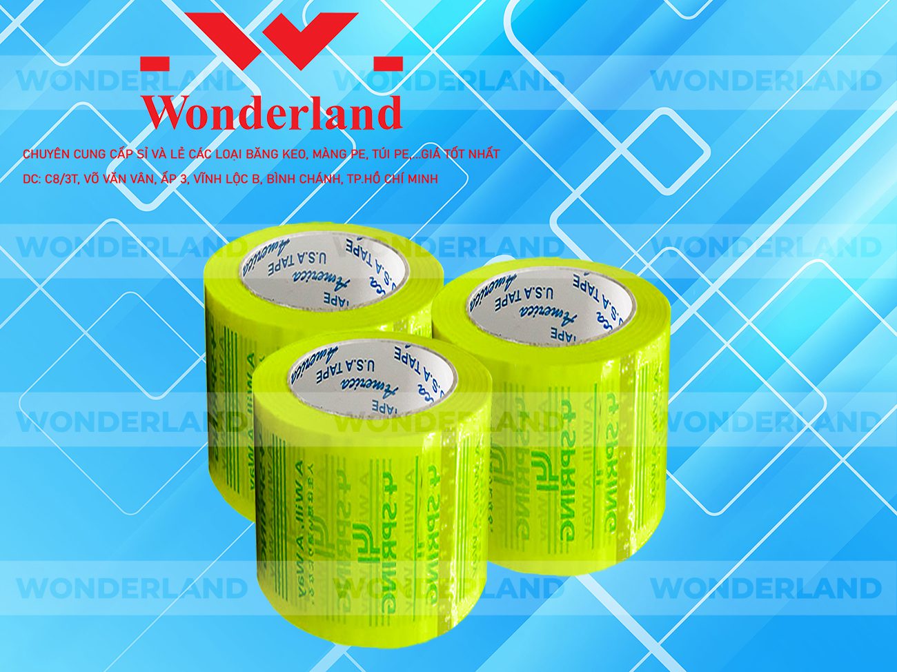 BĂNG KEO IN CHỮ SIZE 74MM WONDERLAND GIÁ SỈ TỐT NHẤT