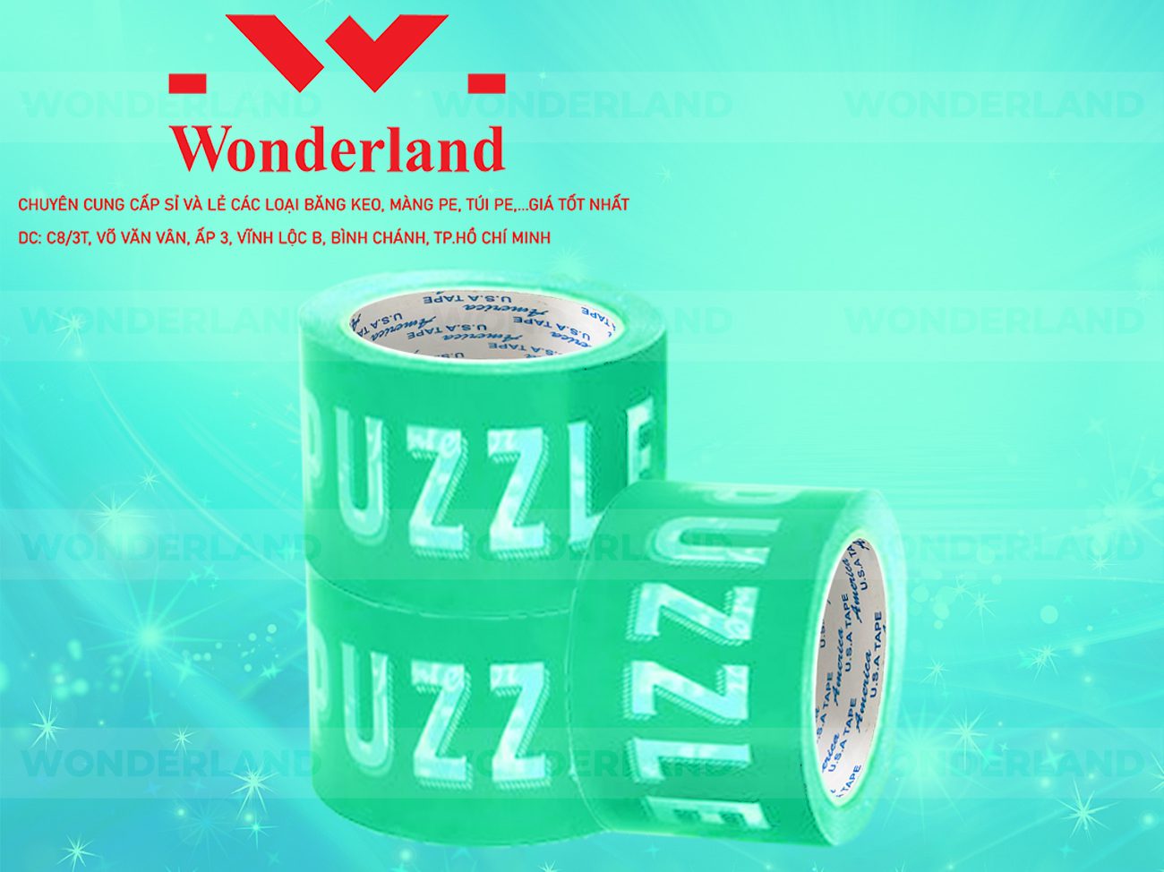 BĂNG KEO IN CHỮ SIZE 74MM WONDERLAND GIÁ TỐT