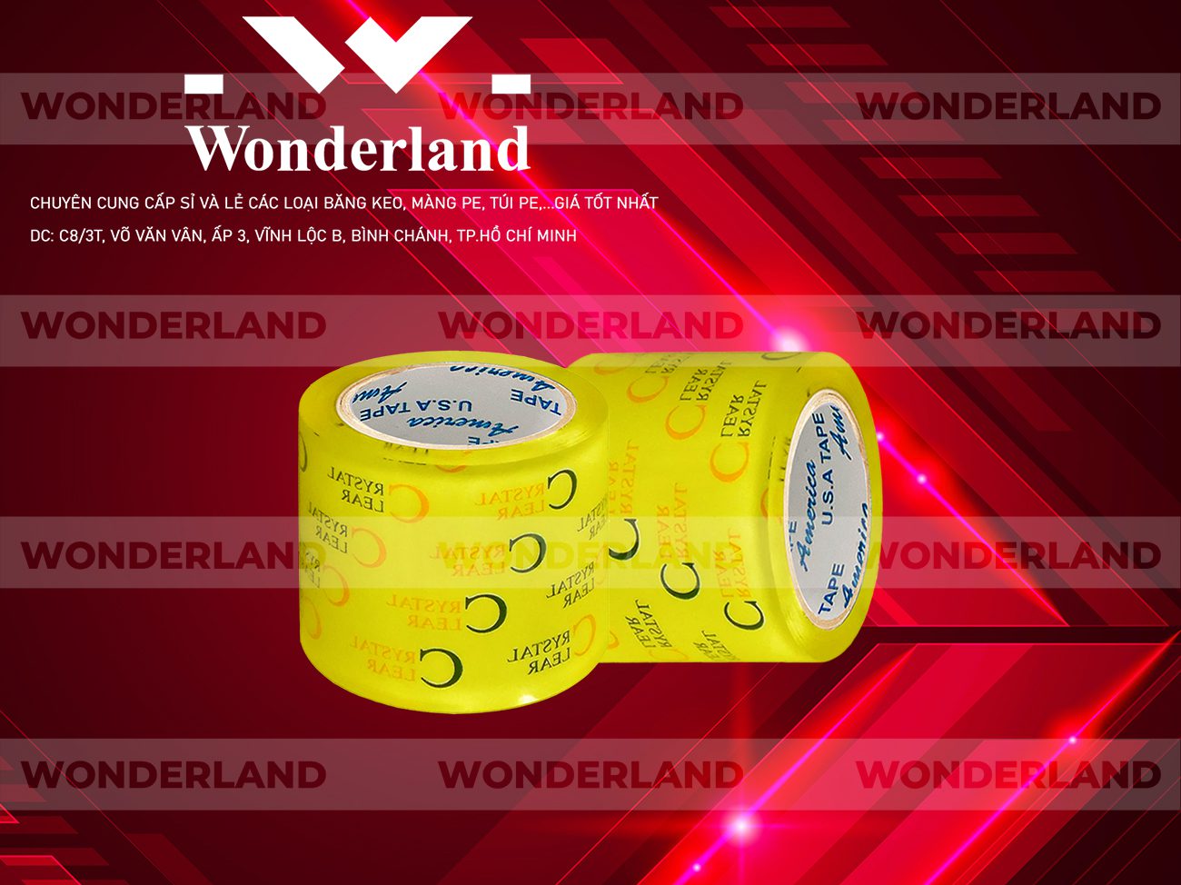 BĂNG KEO IN CHỮ SIZE 75MM WONDERLAND CHẤT LƯỢNG