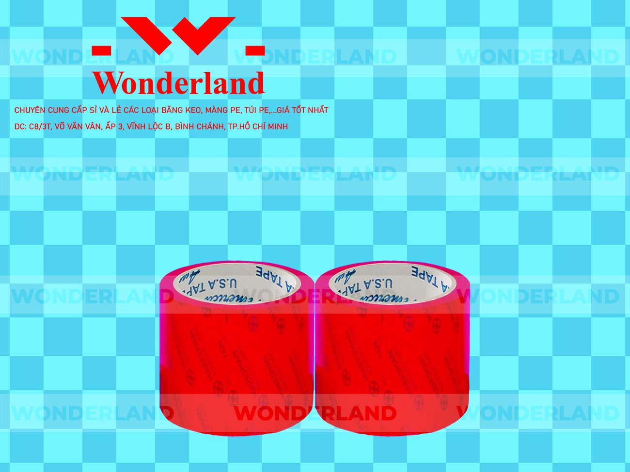 BĂNG KEO IN CHỮ SIZE 75MM WONDERLAND CHẤT LƯỢNG
