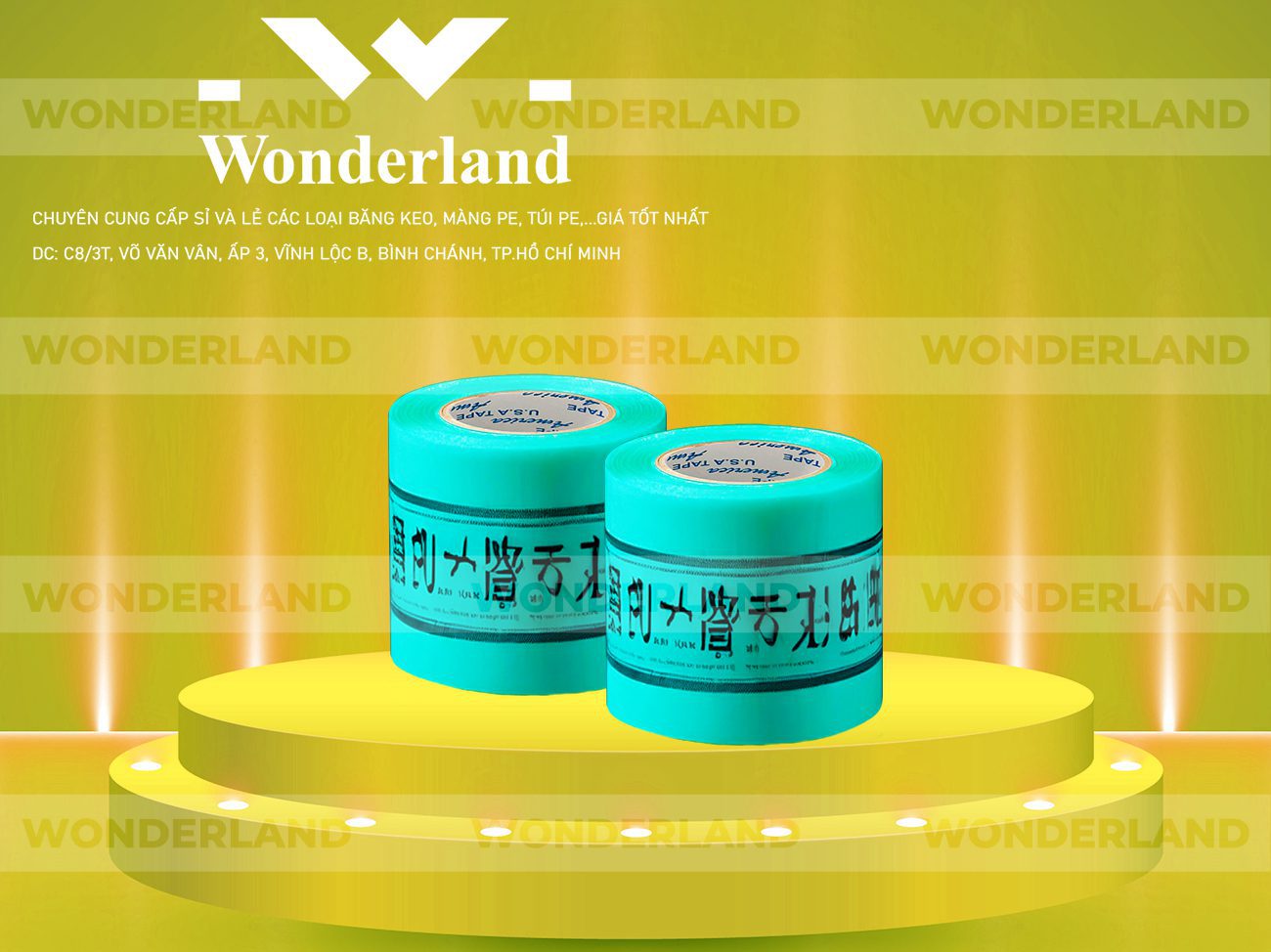 BĂNG KEO IN CHỮ SIZE 76MM WONDERLAND CHẤT LƯỢNG