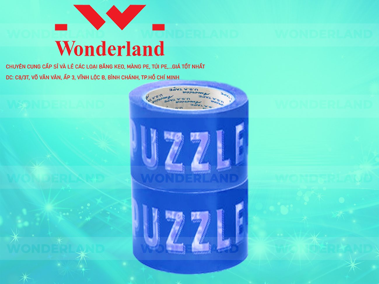 BĂNG KEO IN CHỮ SIZE 76MM WONDERLAND CHẤT LƯỢNG TỐT NHẤT