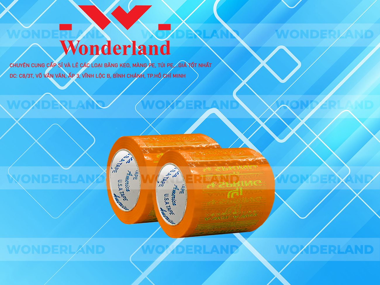BĂNG KEO IN CHỮ SIZE 76MM WONDERLAND CHẤT LƯỢNG