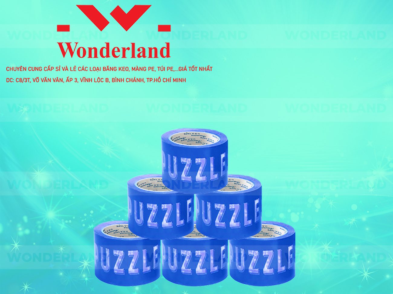 BĂNG KEO IN CHỮ SIZE 76MM WONDERLAND GIÁ TỐT