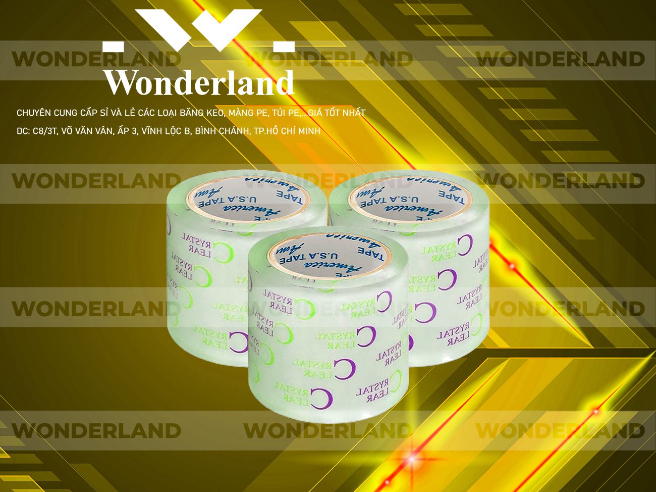 BĂNG KEO IN CHỮ SIZE 77MM WONDERLAND CHẤT LƯỢNG