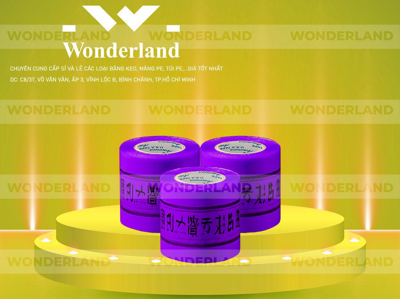 BĂNG KEO IN CHỮ SIZE 78MM WONDERLAND CHẤT LƯỢNG