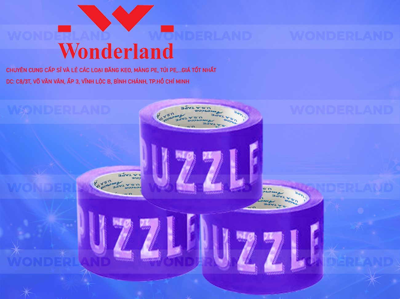 BĂNG KEO IN CHỮ SIZE 78MM WONDERLAND CHẤT LƯỢNG TỐT NHẤT