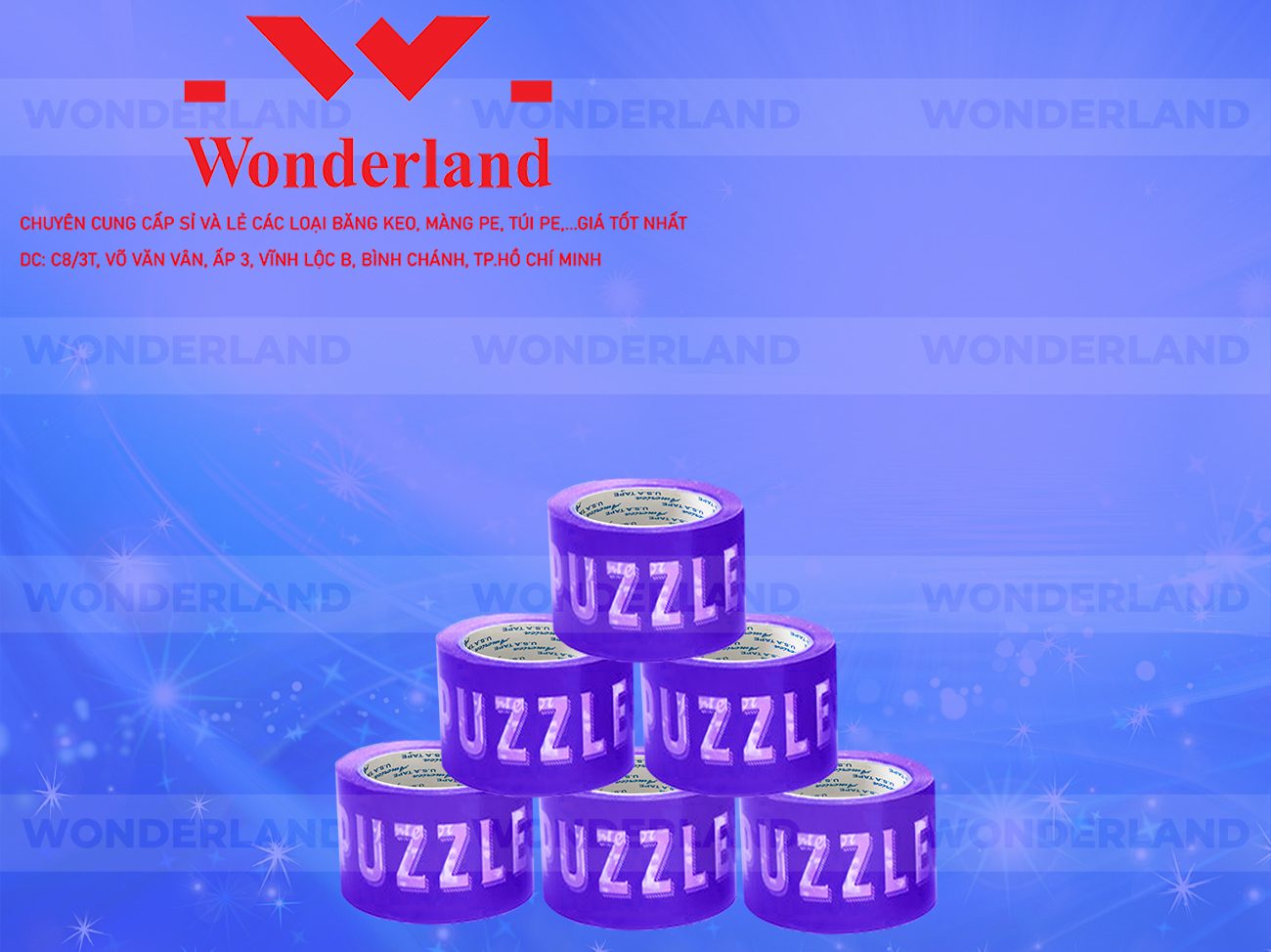 BĂNG KEO IN CHỮ SIZE 78MM WONDERLAND GIÁ TỐT