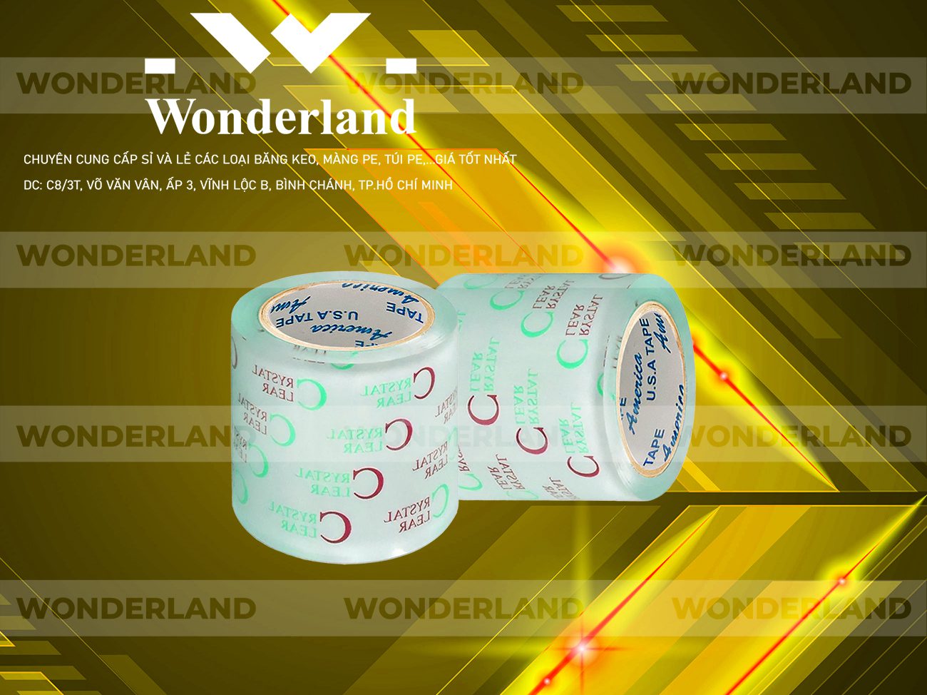 BĂNG KEO IN CHỮ SIZE 79MM WONDERLAND CHẤT LƯỢNG
