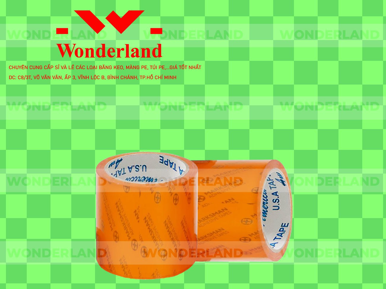 BĂNG KEO IN CHỮ SIZE 79MM WONDERLAND CHẤT LƯỢNG