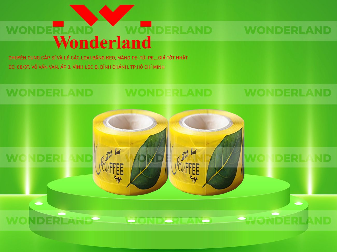 BĂNG KEO IN CHỮ SIZE 80MM WONDERLAND CHẤT LƯỢNG