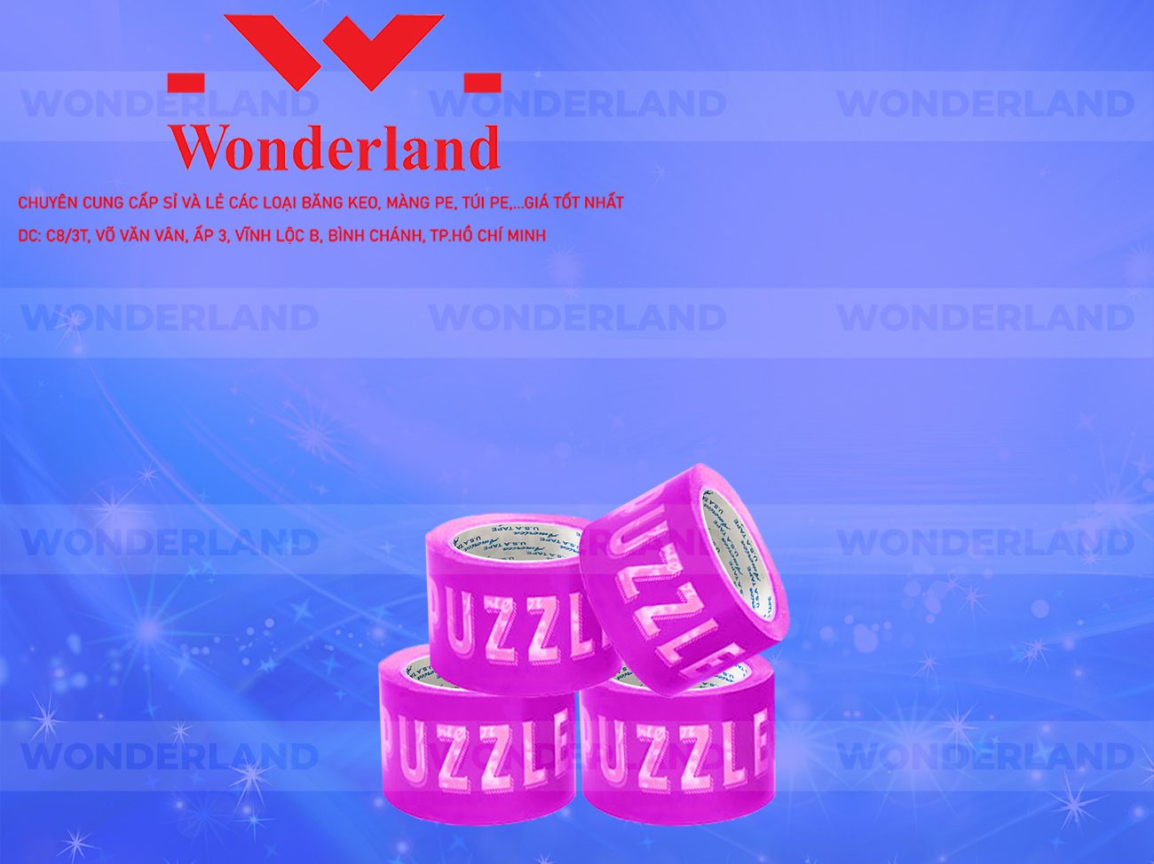 BĂNG KEO IN CHỮ SIZE 80MM WONDERLAND CHẤT LƯỢNG TỐT NHẤT