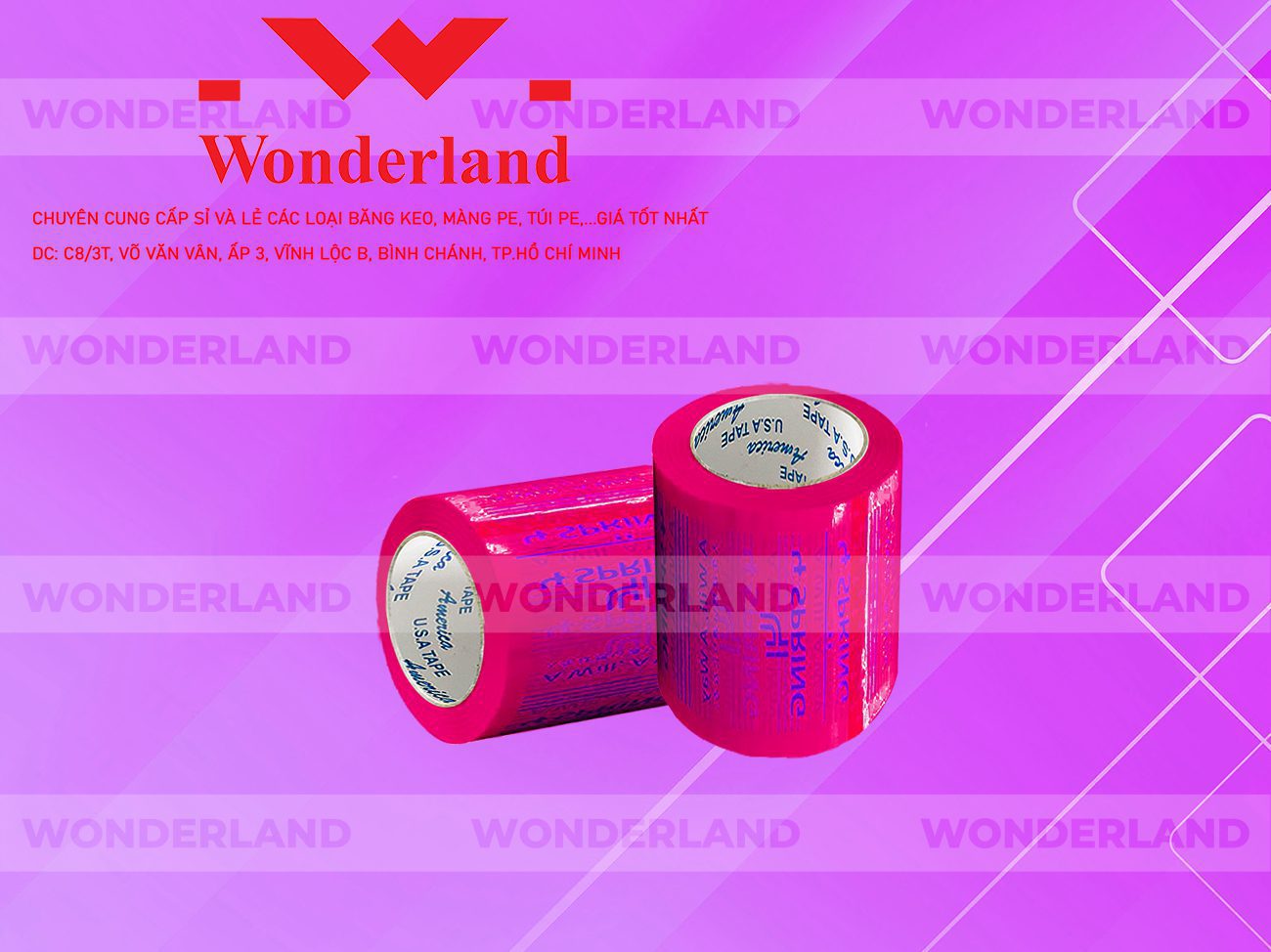 BĂNG KEO IN CHỮ SIZE 80MM WONDERLAND CHẤT LƯỢNG