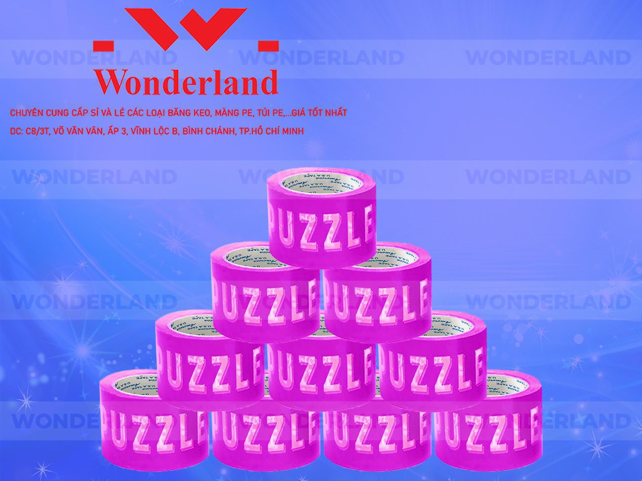 BĂNG KEO IN CHỮ SIZE 80MM WONDERLAND GIÁ TỐT