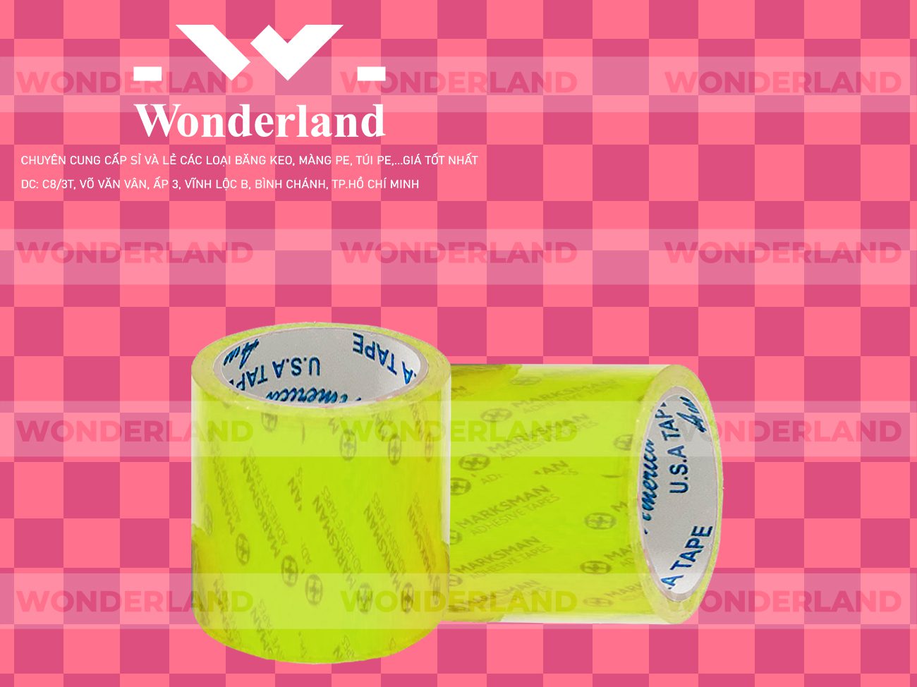 BĂNG KEO IN CHỮ SIZE 81MM WONDERLAND CHẤT LƯỢNG