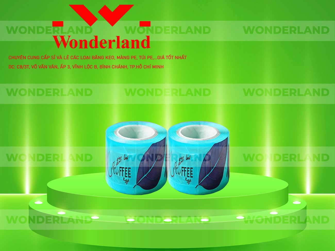 BĂNG KEO IN CHỮ SIZE 82MM WONDERLAND CHẤT LƯỢNG