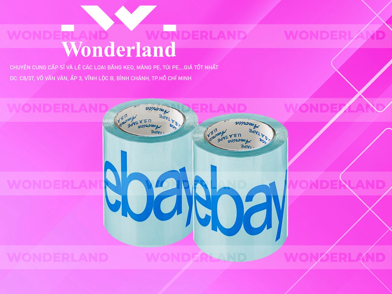 BĂNG KEO IN CHỮ SIZE 82MM WONDERLAND CHẤT LƯỢNG