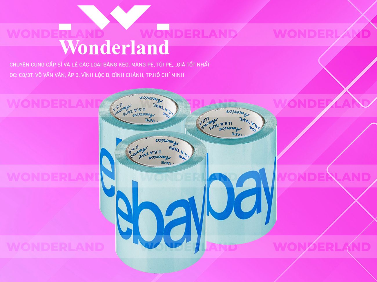 BĂNG KEO IN CHỮ SIZE 82MM WONDERLAND GIÁ SỈ TỐT NHẤT