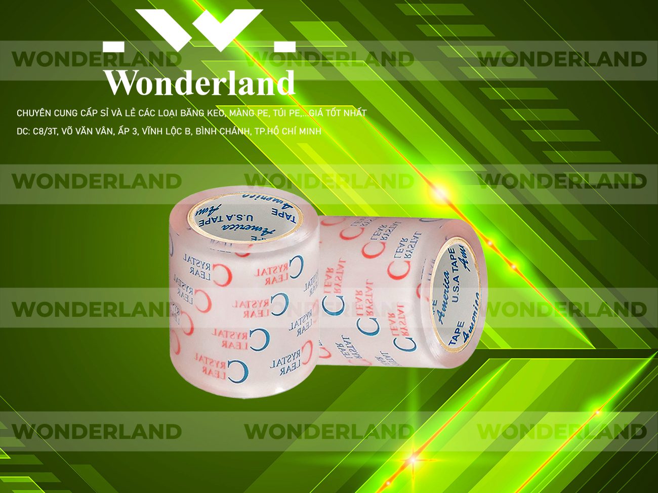 BĂNG KEO IN CHỮ SIZE 83MM WONDERLAND CHẤT LƯỢNG