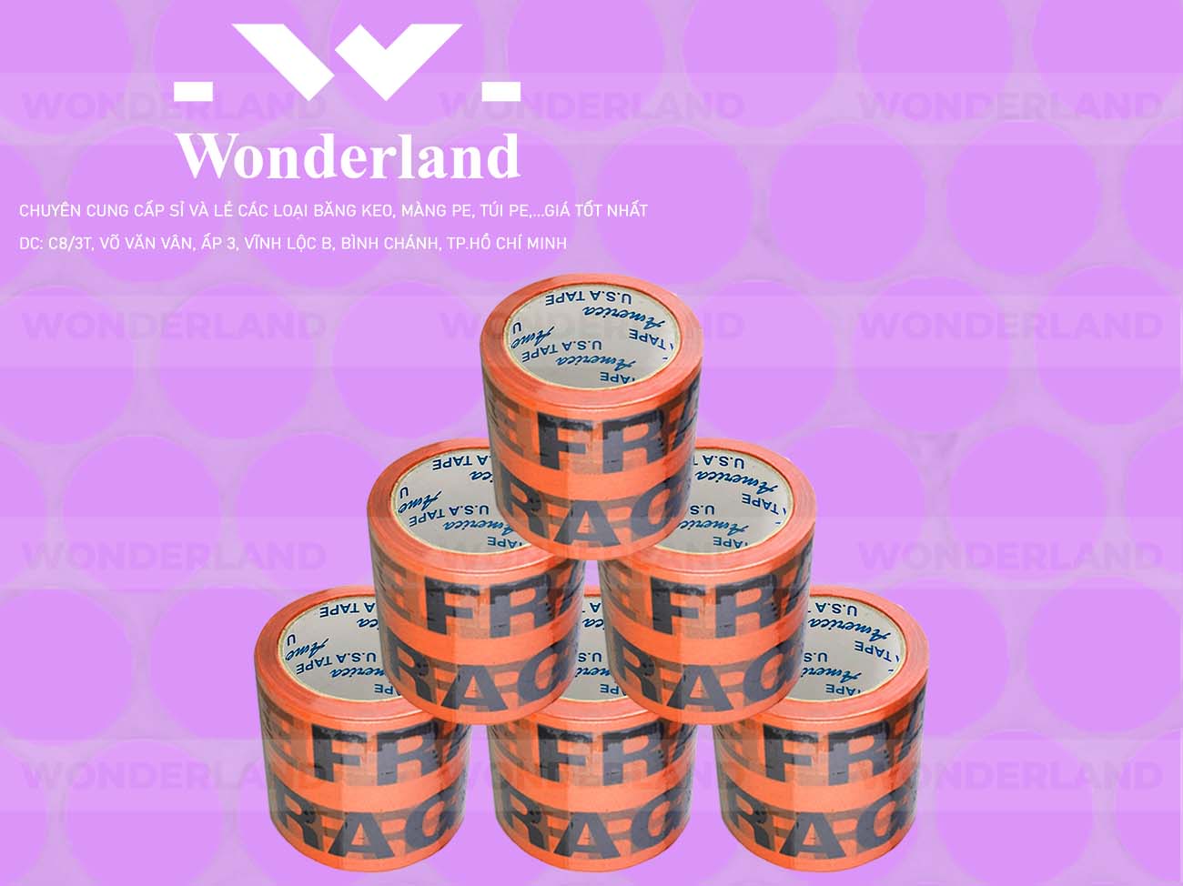 BĂNG KEO IN CHỮ SIZE 83MM WONDERLAND GIÁ TỐT