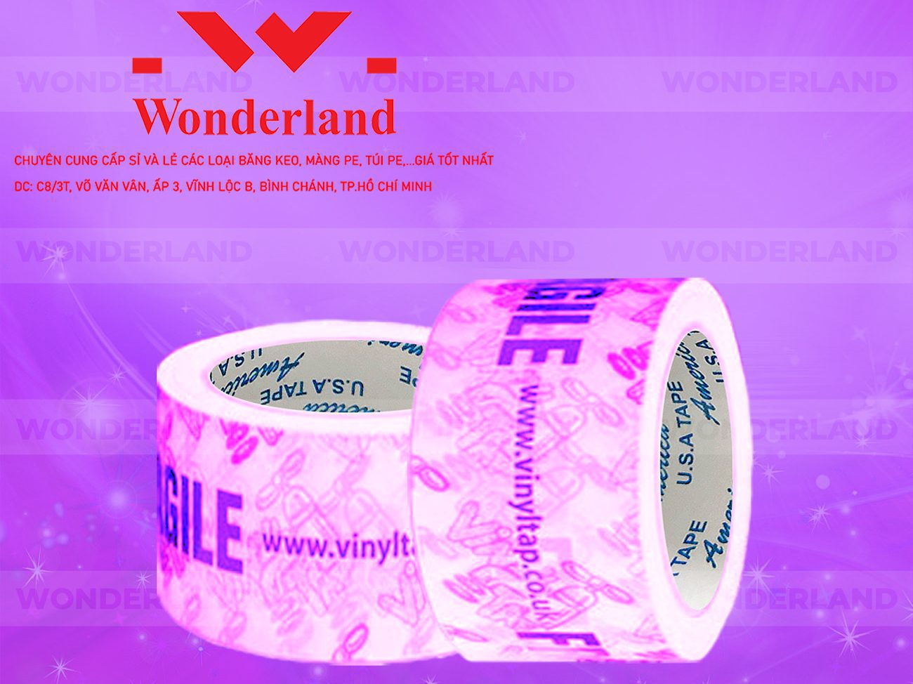 BĂNG KEO IN CHỮ SIZE 84MM WONDERLAND CHẤT LƯỢNG TỐT NHẤT
