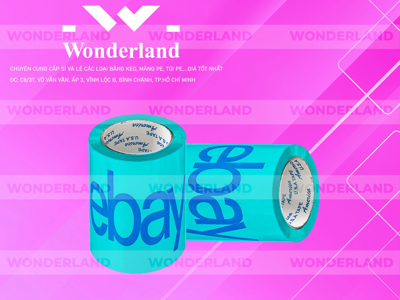 BĂNG KEO IN CHỮ SIZE 84MM WONDERLAND CHẤT LƯỢNG