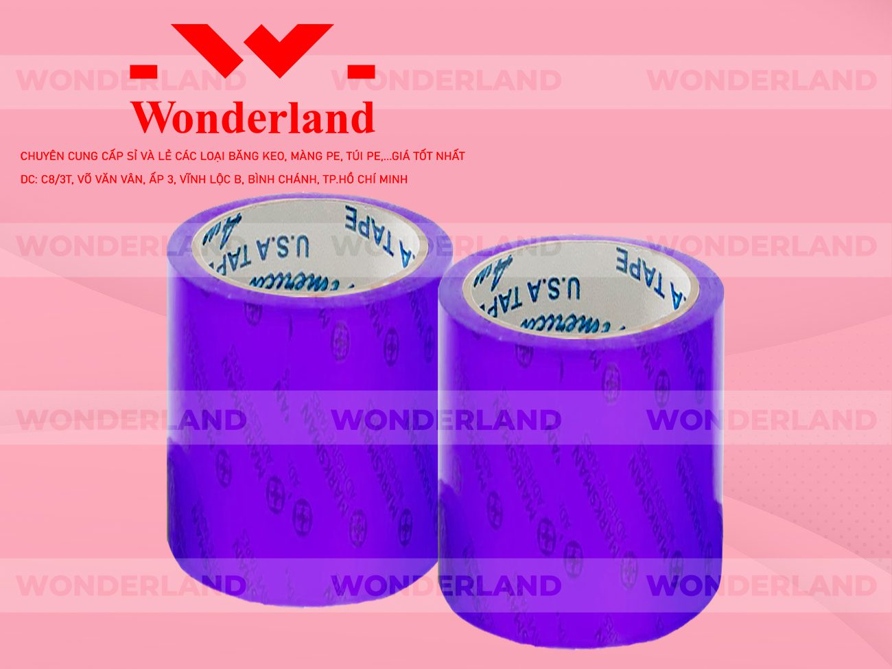 BĂNG KEO IN CHỮ SIZE 85MM WONDERLAND CHẤT LƯỢNG