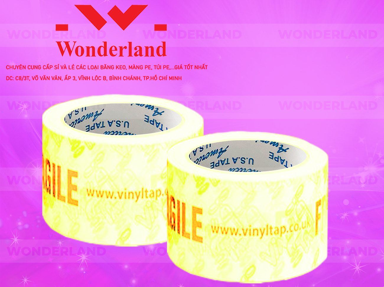 BĂNG KEO IN CHỮ SIZE 86MM WONDERLAND CHẤT LƯỢNG TỐT NHẤT