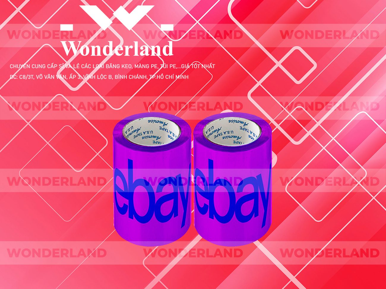 BĂNG KEO IN CHỮ SIZE 86MM WONDERLAND CHẤT LƯỢNG