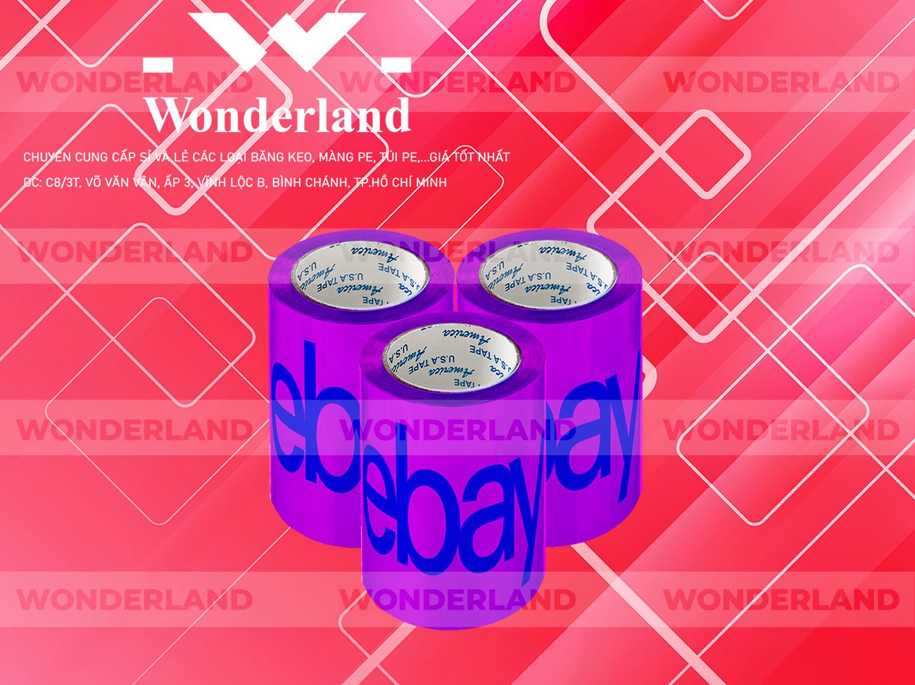 BĂNG KEO IN CHỮ SIZE 86MM WONDERLAND GIÁ SỈ TỐT NHẤT