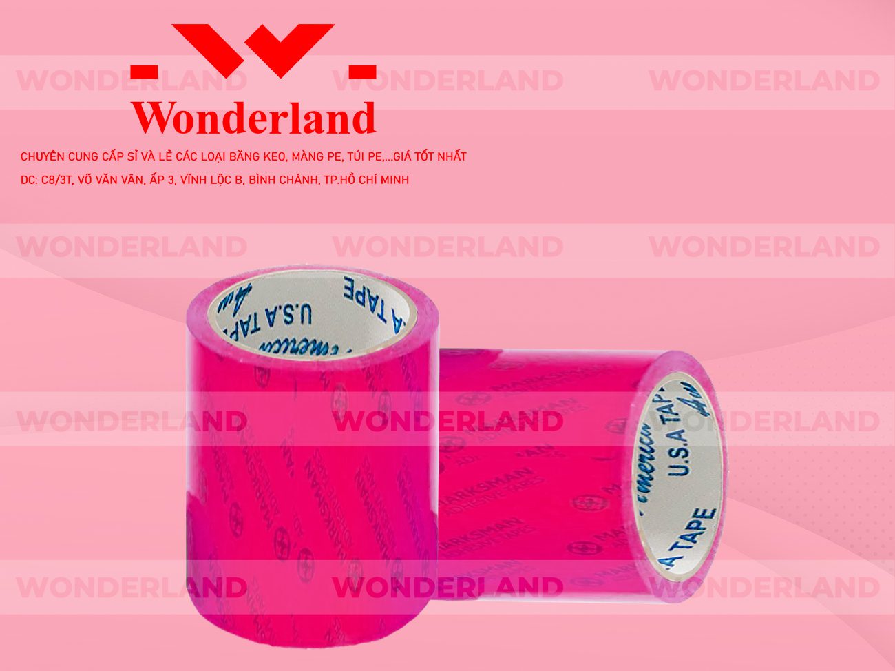 BĂNG KEO IN CHỮ SIZE 87MM WONDERLAND CHẤT LƯỢNG