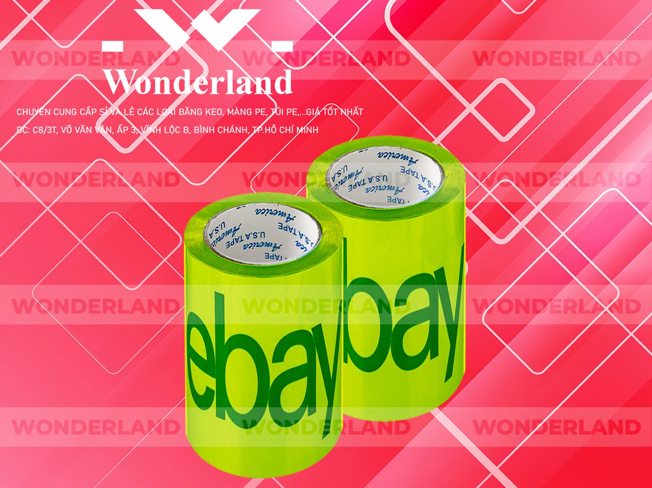 BĂNG KEO IN CHỮ SIZE 88MM WONDERLAND CHẤT LƯỢNG
