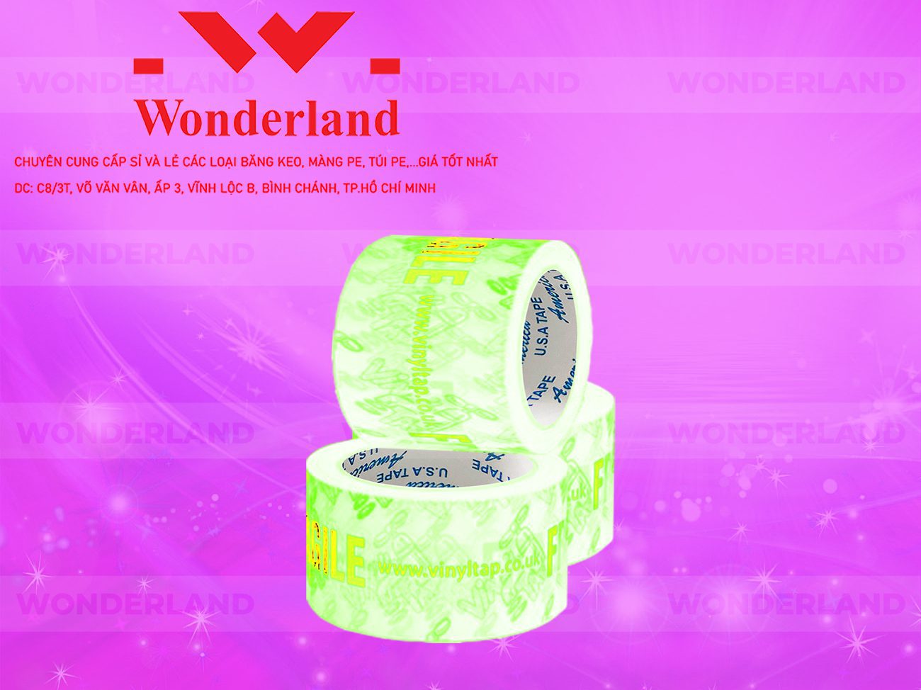 BĂNG KEO IN CHỮ SIZE 88MM WONDERLAND GIÁ TỐT