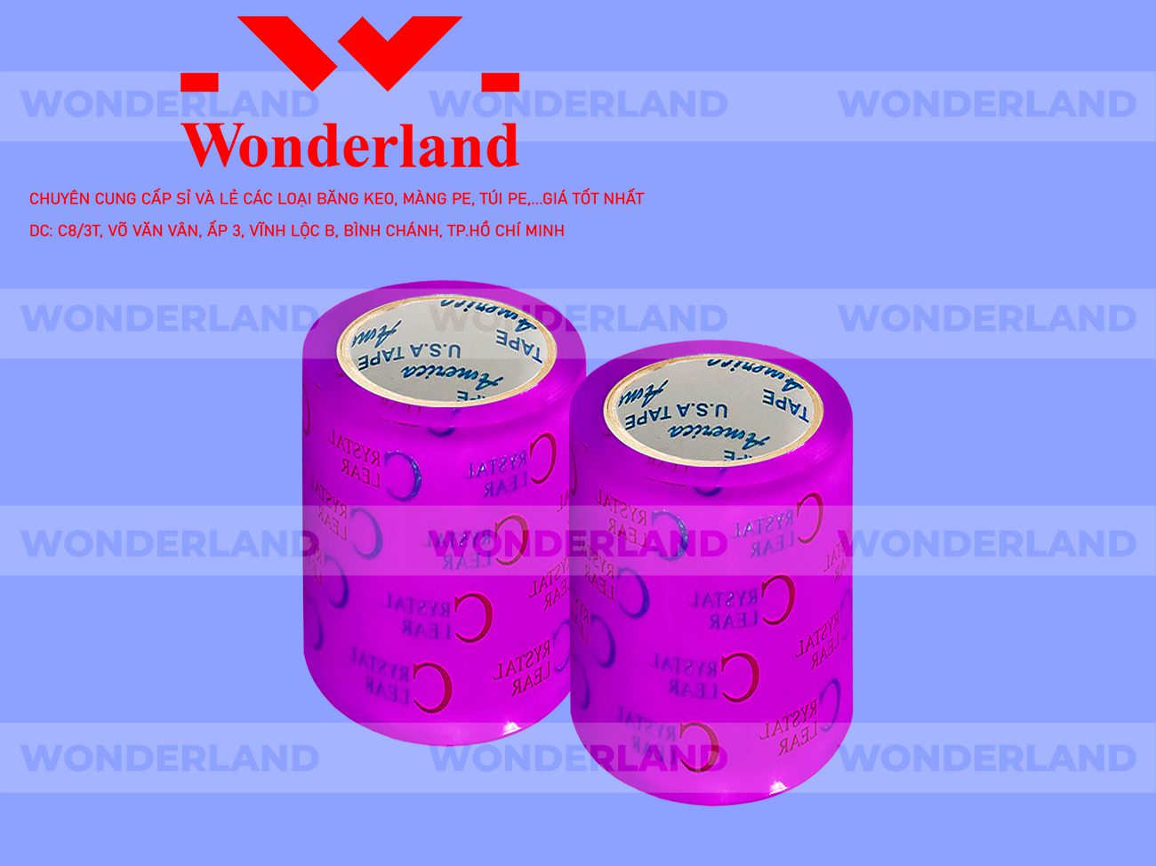 BĂNG KEO IN CHỮ SIZE 89MM WONDERLAND CHẤT LƯỢNG