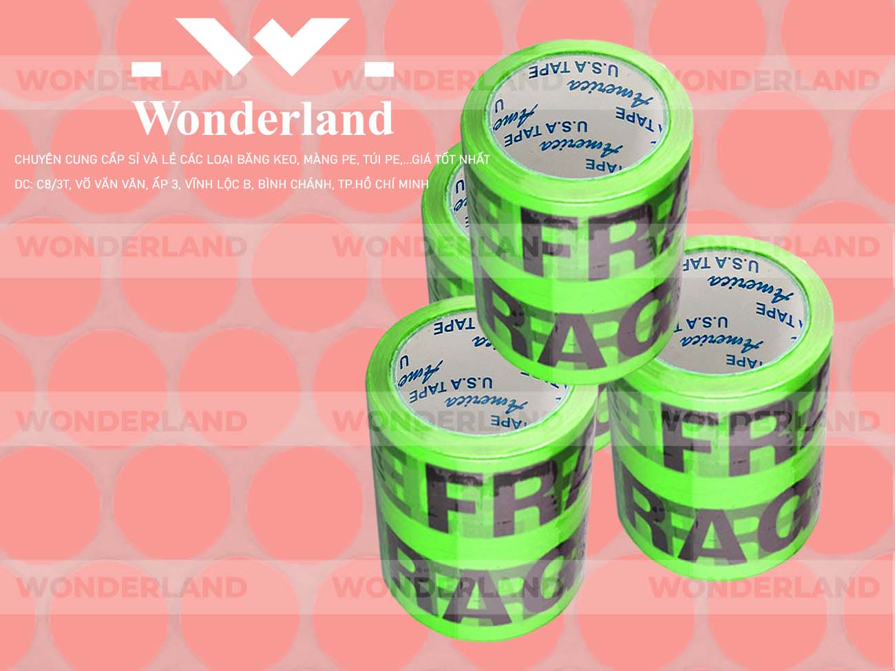 BĂNG KEO IN CHỮ SIZE 89MM WONDERLAND CHẤT LƯỢNG TỐT NHẤT