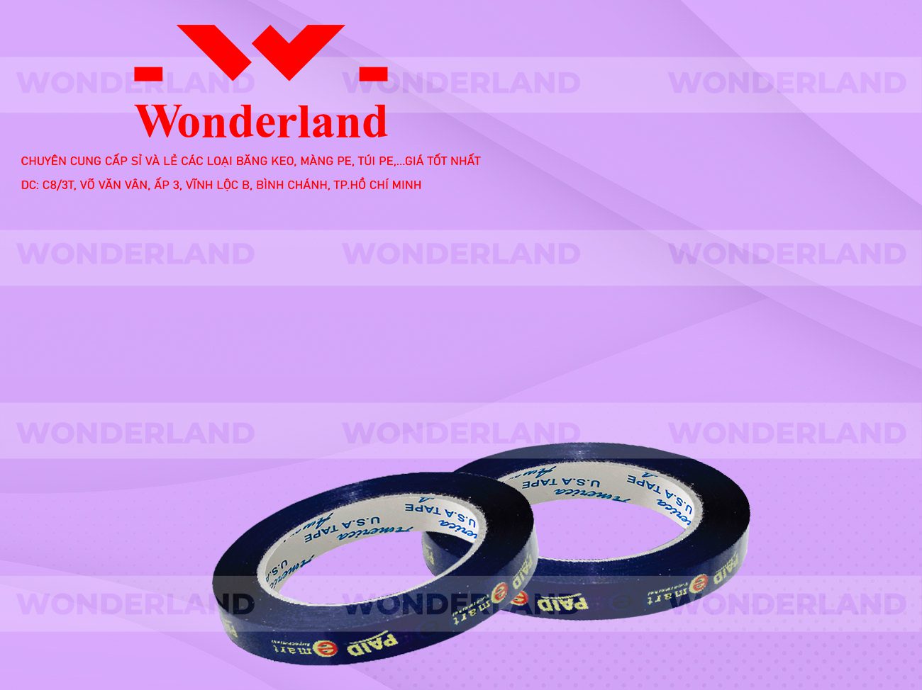 BĂNG KEO IN CHỮ SIZE 8MM WONDERLAND CHẤT LƯỢNG