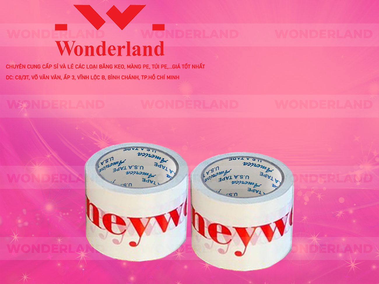 BĂNG KEO IN CHỮ SIZE 90MM WONDERLAND CHẤT LƯỢNG TỐT NHẤT