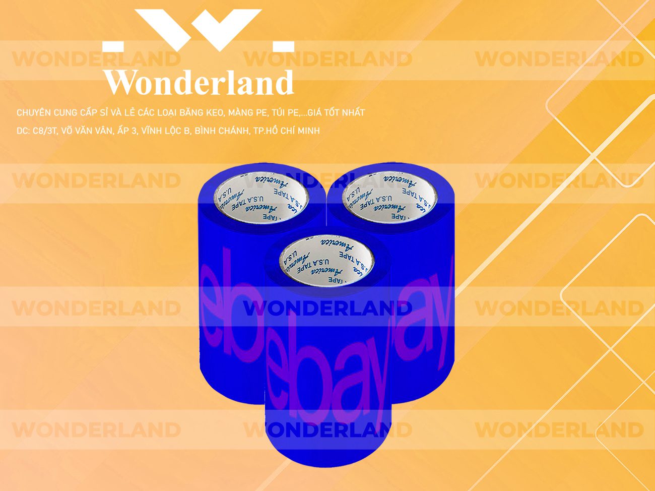BĂNG KEO IN CHỮ SIZE 90MM WONDERLAND CHẤT LƯỢNG