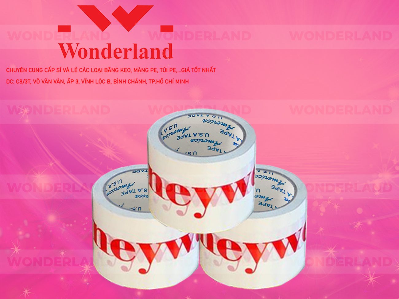 BĂNG KEO IN CHỮ SIZE 90MM WONDERLAND GIÁ TỐT