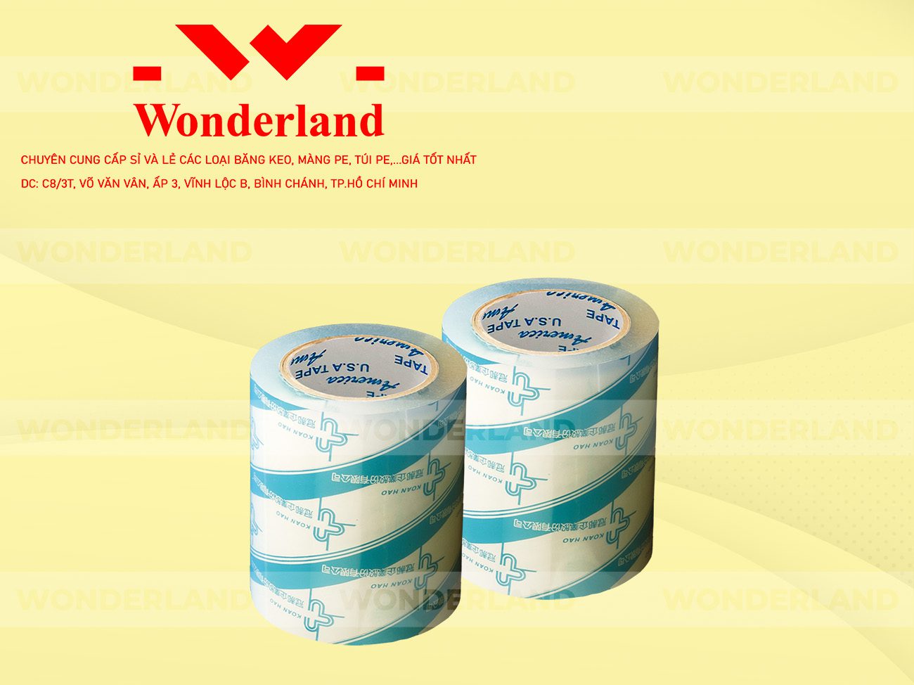 BĂNG KEO IN CHỮ SIZE 91MM WONDERLAND CHẤT LƯỢNG